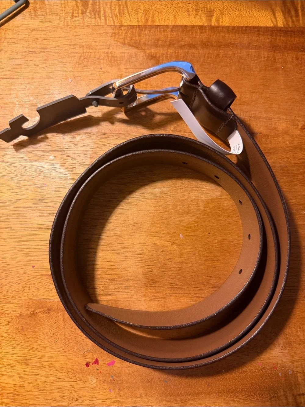 Allen Edmonds Brown Leather Belt; model is Midland, size 38